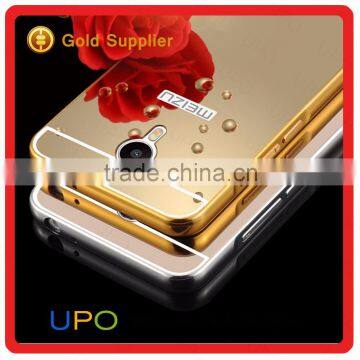 [UPO] New Arrival Luxury 24K Gold Aluminum Bumper Metal Mirror Back Cover Case for Meizu m1 metal