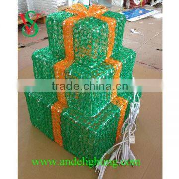 CE ROHS approval Zhongshan christmas decoration 3D gift box motif light