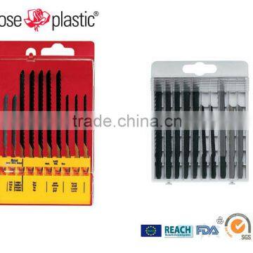 Visible hard drurable plastic packaging box for jigsaw blades FN and FA cassette