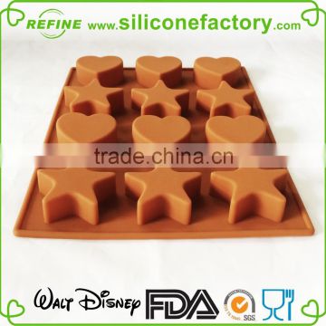 DGCCRF food grade heart and star shaped platinum silicone chocolate mould