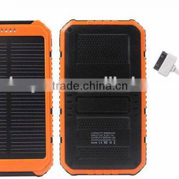 20000mah Portable Waterproof Solar Power Bank Dual-USB Solar External Battery Backup Charger for Cell Phone