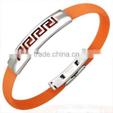 High quality china factory new fashion wholesale men's stainless steel silicone bracelet with metal clasp