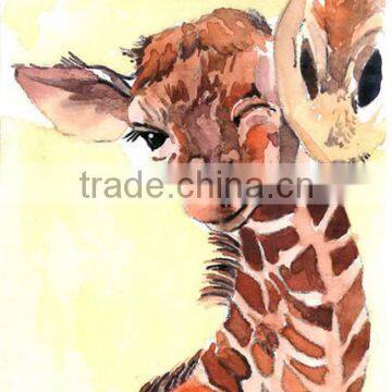 Lovely giraffe animal watercolor painting for kids gift