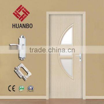 Modern fancy design MDF PVC door luxury wood doors with best glass