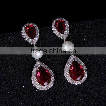 New style cubic zirconia jewelry bridals pearl earrings