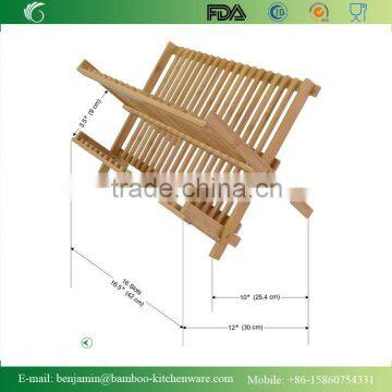 BH002/ Unique Foldaway Counter Kitchen Decor Bamboo Folding Dish Drying Stainless Steel Utensil Rack