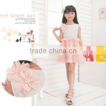 Pink rose chiffon dress, princess dress, hot sale bubble skirt for girl