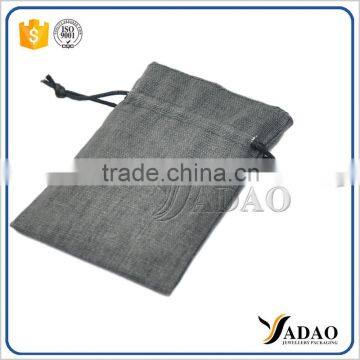 square shape double drawstring linen pouches