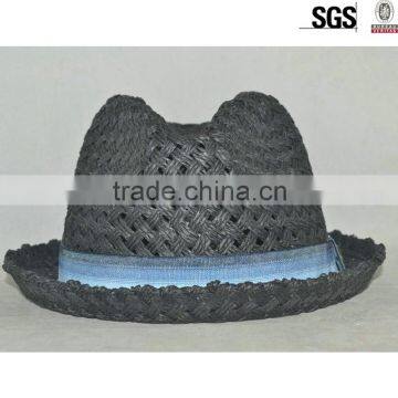 2015 Promotional Fedora Hat Bow Tie Straw Hat Wide-brimmed Hat