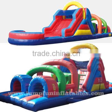 Inflatable Wet Obstacle Course rental commercial Inflatable Water Slide with Pool