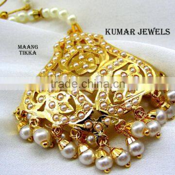 Pearl Beaded Maang Tikka Jewelry