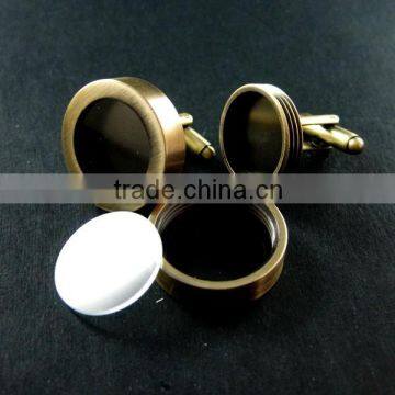 16mm Setting Antqiued Bronze Round 3mm Deep Bezel Tray Charm Floating DIY Photo Cufflinks,wedding Cuff Links Blank 1500041