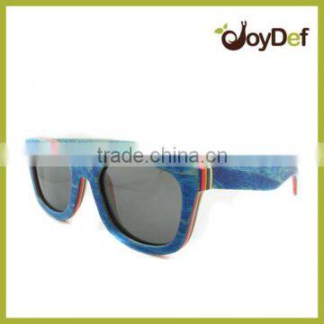 recycle skateboard wood sunglasses, wood sunglasses, colorful wooden frame GA076