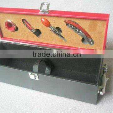 Leather Wine Box With Wine Accessories