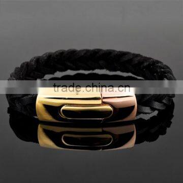 Costume Jewelry Genuine Leather Steel Bracelet