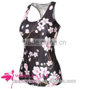 Pink Flower Printed Women Tank Tops ,women Sleeveless Summer Vests photo-2