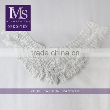 Hot selling polyester garment embroidery lace collar with fringe