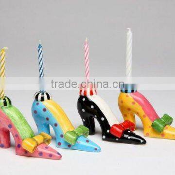 High Heel Shoes Ceramic Birthday Cake Candle Holders Set of 4