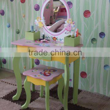 Girl Vanity Solid Wood Dressing Table With Lift up Mirror Chirldren Desk photo-2