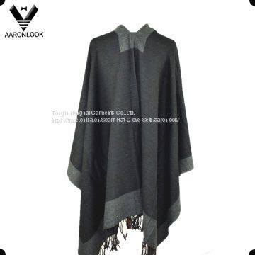 Unisex Woven Knit Big Shawl With Self-Fringes photo-2