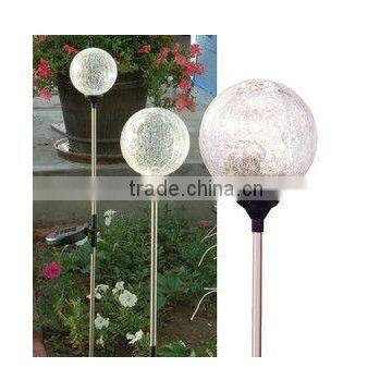 Color Changing Solar Garden/Path Crackle Glass Ball LED Light Stake