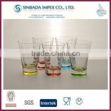 SGS inspection wholesale bottom colored wine shot glass