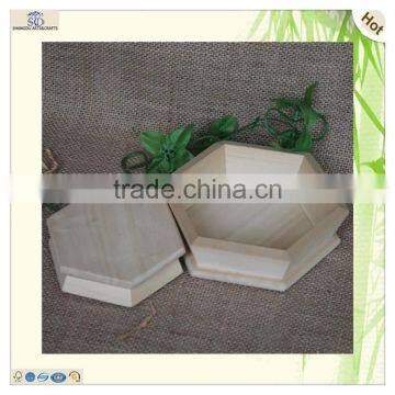 Individual Hexagon Wood Storage Picnic Tray Hamper photo-2