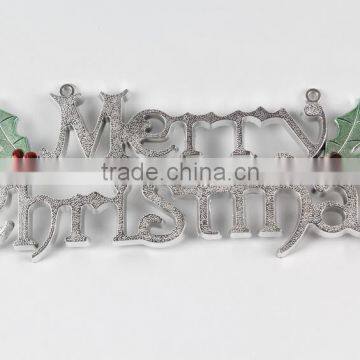 Plastic Decorative Hanging Merry Christmas Word Crafts Decoration Christmas With Leaf