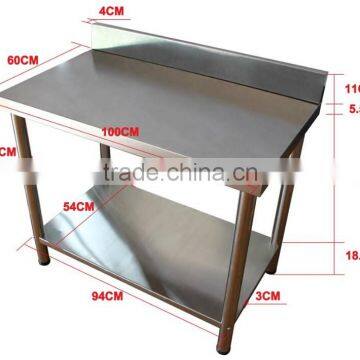 Adjustable Kitchen Stainless Steel Work Table With Backplane and Shelf photo-2
