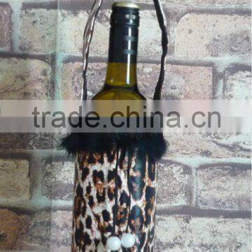 With Handle Leather Fabric Wine Bottle Bags