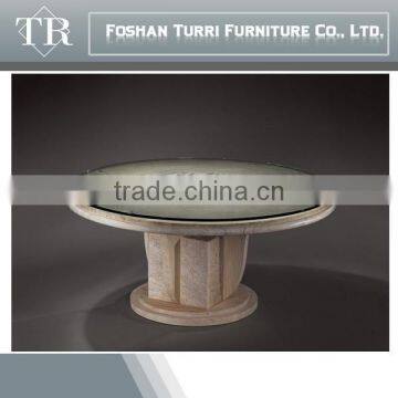 High Quality Natural Marble With Glass on Top Small Round Coffee Table photo-2