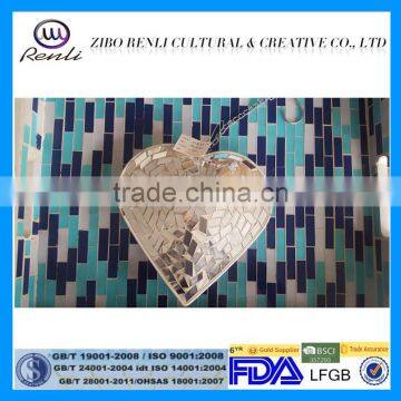 Customized Glass Hanging Silver Mirrored Mosaic Heart