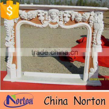 custom made indoor marble fireplace mantel with flowers NTMF-F815S