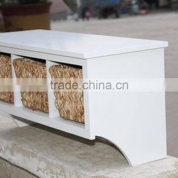 Cottage Collection Bathroom Wall Cabinet With 3-rush Basket, Soft White Finish photo-2