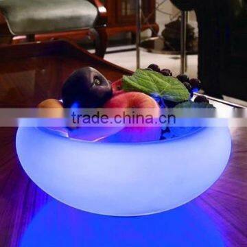 RGB full color changing led fruit dish/PE plastic light up led fruit plate with rechargeable battery