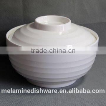 2016 new design wave design tableware round white solid color melamine soup tureen