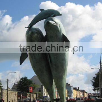 Outdoor Garden Decoration Metal Bronze Dolphin Fountain Sculpture photo-5