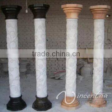 interior decoration flower design carving white marble pillars factory