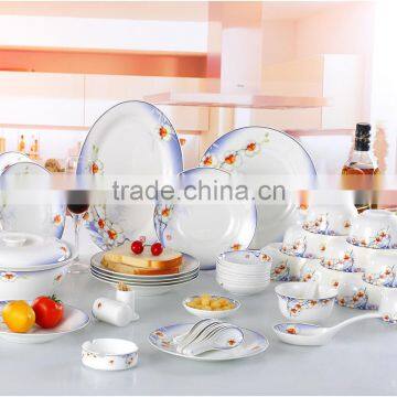 46pcs Flower Decal Fashion Dinnerware Fine Bone China