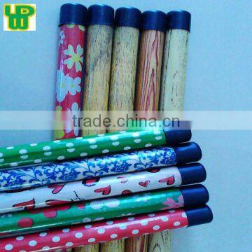 Good quality PVC coated wooden broom stick with plastic cap no hook