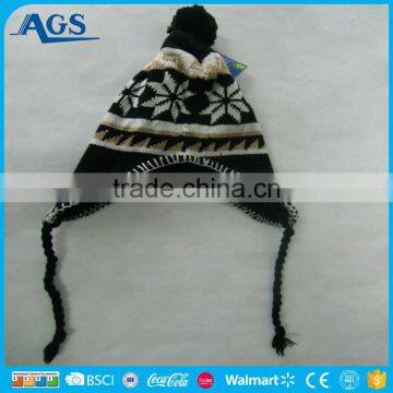 Warm Strings and Earflap design korean winter hat from China factory