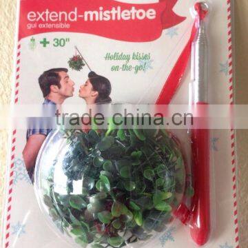 Cute Mistletoe Christmas Holiday Kissing Ball With 30" Extendable Stick photo-2