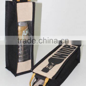 One Bottle Wine Juco Laminated Juco Bag With Window/juco Wine Bag Wholesale photo-3
