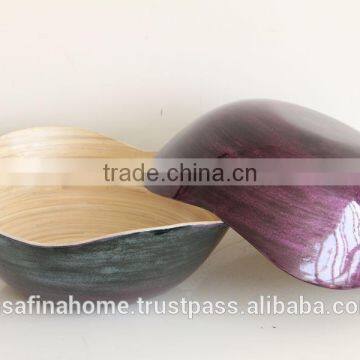 Flower Shape Colored Lacquer Bamboo Salad Bowl photo-3