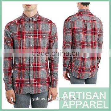 2015 nwe style Plaid red long sleeve man shirts