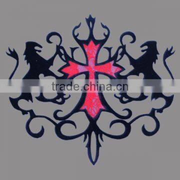 soft fur and lace cross for garment,heat transfer motif