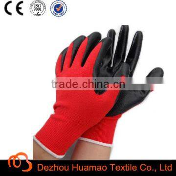 13gauge polyster with nitrile coating hand gloves work