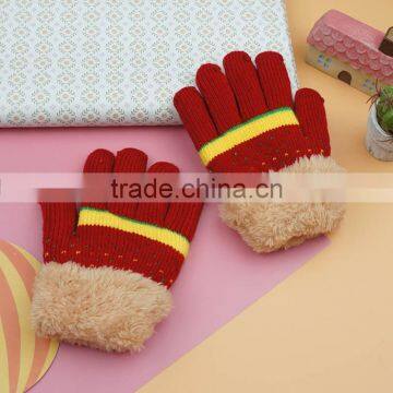 TC13015 Low Price 100% Acrylic Knitted Warm Winter Children Gloves New Fashion Fur Gloves for Children photo-5