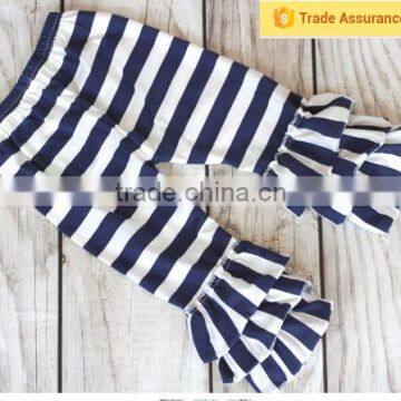 New Design Wholesale Kids Pant Strip Cotton Children's Clothing Wholesale Girls Triple Ruffle Pants photo-4