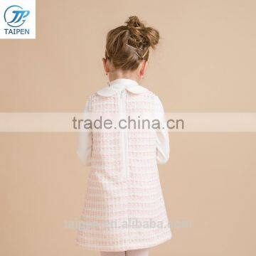 2017 Spring Tweed Fabric Dress Designs For Girl A-line Girls Sleeveless Party Dress photo-5